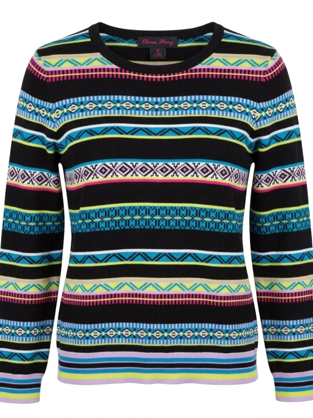 Black Multi-Stripe Crewneck Sweater